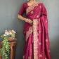 Vastranavya Pink Vichitra Silk Zari with Swarovski Work Ready to Wear Saree | Swadesiicart