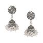NVR Women Silver Toned Dome Shaped Jhumkas Earrings | Swadesiicart
