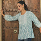 Juniper Women's Skyblue Cambric Placement Floral Printed Tunic | Swadesiicart