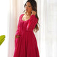 Joban Fashion Rani Pink Kurta Set Georgette Sequence Embroidery Work - Swadesiicart