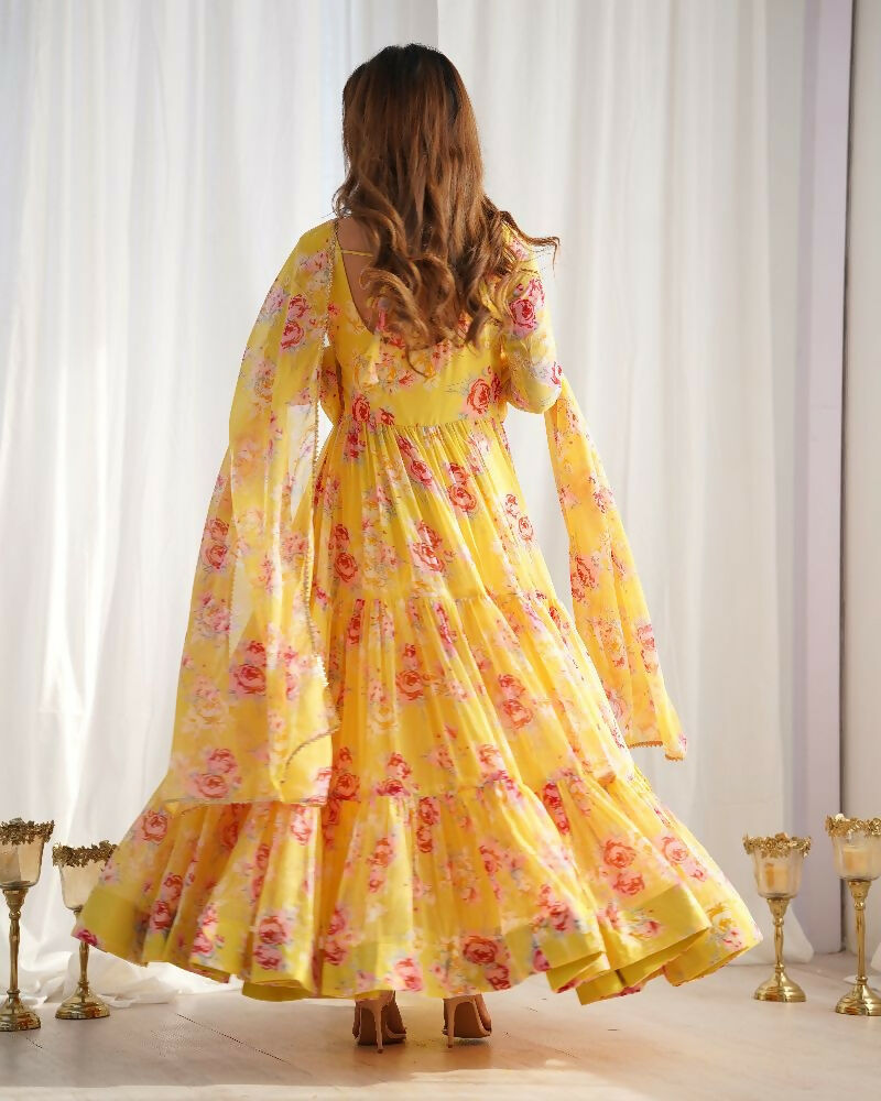 Joban Fashion Yellow Kurta Set Georgette Sequence Embroidery Work - Swadesiicart
