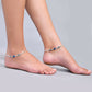VOJ Set of 2 Silver Plated Flower And Evil Eye HandCrafted Anklet - Swadesiicart