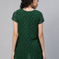 Ahalyaa Women Green Georgette Golden Polka Dots Print Layered Tunic | Swadesiicart