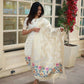 The52 White Women's Beautiful Viscose Jacquard Fabric Printed Work Straight Kurta Pant and Dupatta Set - Swadesiicart
