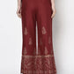 Aniyah Rayon Maroon Color Block Print Flared Slip-On Palazzo (AN-213K)