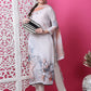 Jyoti Fashion Women's Beige Cotton Geometric Digital Print with Jari & Crystal Kurta with Trouser & Dupatta | Swadesiicart