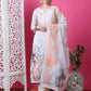 Jyoti Fashion Women's Beige Cotton Geometric Digital Print with Jari & Crystal Kurta with Trouser & Dupatta | Swadesiicart