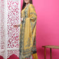 Jyoti Fashion Women's Mustard Cotton Geometric Digital Print with Jari & Crystal Kurta with Trouser & Dupatta | Swadesiicart