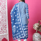 Jyoti Fashion Women's Indigo Blue Cotton Geometric Digital Print with Jari & Crystal Kurta with Trouser & Dupatta | Swadesiicart