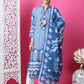 Jyoti Fashion Women's Indigo Blue Cotton Geometric Digital Print with Jari & Crystal Kurta with Trouser & Dupatta | Swadesiicart