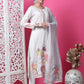 Jyoti Fashion Women's Off White Cotton Geometric Digital Print with Jari & Crystal Kurta with Trouser & Dupatta | Swadesiicart