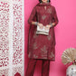 Jyoti Fashion Women's Maroon Muslin Floral Print with Jari & Crystal work Kurta with Trouser & Dupatta | Swadesiicart