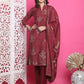 Jyoti Fashion Women's Maroon Muslin Floral Print with Jari & Crystal work Kurta with Trouser & Dupatta | Swadesiicart