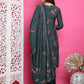 Jyoti Fashion Women's Green Muslin Floral Print with Jari & Crystal work Kurta with Trouser & Dupatta | Swadesiicart
