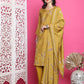Jyoti Fashion Women's Mustard Muslin Floral Print with Jari & Crystal work Kurta with Trouser & Dupatta | Swadesiicart