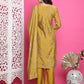 Jyoti Fashion Women's Mustard Muslin Floral Print with Jari & Crystal work Kurta with Trouser & Dupatta | Swadesiicart