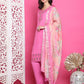 Jyoti Fashion Women's Pink Muslin Floral Resham Embroidery Kurta with Trouser & Dupatta | Swadesiicart