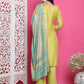 Jyoti Fashion Women's Lemon Yellow Muslin Floral Resham Embroidery Kurta with Trouser & Dupatta | Swadesiicart