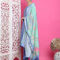 Jyoti Fashion Women's Blue Muslin Floral Resham Embroidery Kurta with Trouser & Dupatta | Swadesiicart