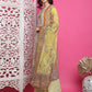 Jyoti Fashion Women's Yellow Satin Traditional Digital Print with Crystal work Kurta with Trouser & Dupatta | Swadesiicart