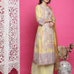 Jyoti Fashion Women's Yellow Satin Traditional Digital Print with Crystal work Kurta with Trouser & Dupatta | Swadesiicart