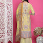 Jyoti Fashion Women's Yellow Satin Traditional Digital Print with Crystal work Kurta with Trouser & Dupatta | Swadesiicart