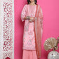 Jyoti Fashion Women's Pink Satin Traditional Digital Print with Crystal work Kurta with Trouser & Dupatta | Swadesiicart