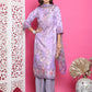 Jyoti Fashion Women's Lavender Satin Traditional Digital Print with Crystal work Kurta with Trouser & Dupatta | Swadesiicart