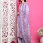 Jyoti Fashion Women's Lavender Satin Traditional Digital Print with Crystal work Kurta with Trouser & Dupatta | Swadesiicart