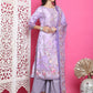 Jyoti Fashion Women's Lavender Satin Traditional Digital Print with Crystal work Kurta with Trouser & Dupatta | Swadesiicart