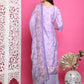 Jyoti Fashion Women's Lavender Satin Traditional Digital Print with Crystal work Kurta with Trouser & Dupatta | Swadesiicart