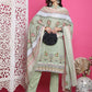 Jyoti Fashion Women's Green Cotton Floral Digital Print with Resham Thread Work Kurta with Trouser & Dupatta | Swadesiicart