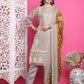 Jyoti Fashion Women's Grey Cotton Floral Digital Print with Resham Thread Work Kurta with Trouser & Dupatta | Swadesiicart