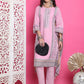 Jyoti Fashion Women's Pink Cotton Floral Digital Print with Resham Thread Work Kurta with Trouser & Dupatta | Swadesiicart