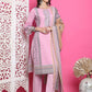 Jyoti Fashion Women's Pink Cotton Floral Digital Print with Resham Thread Work Kurta with Trouser & Dupatta | Swadesiicart