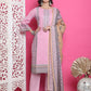 Jyoti Fashion Women's Pink Cotton Floral Digital Print with Resham Thread Work Kurta with Trouser & Dupatta | Swadesiicart