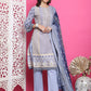 Jyoti Fashion Women's Sky Blue Cotton Floral Digital Print with Resham Thread Work Kurta with Trouser & Dupatta | Swadesiicart