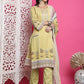 Jyoti Fashion Women's Lemon Yellow Cotton Floral Digital Print with Resham Thread Work Kurta with Trouser & Dupatta | Swadesiicart