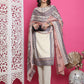 Jyoti Fashion Women's Cream Cotton Floral Digital Print with Resham Thread Work Kurta with Trouser & Dupatta | Swadesiicart