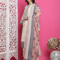 Jyoti Fashion Women's Cream Cotton Floral Digital Print with Resham Thread Work Kurta with Trouser & Dupatta | Swadesiicart