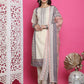 Jyoti Fashion Women's Cream Cotton Floral Digital Print with Resham Thread Work Kurta with Trouser & Dupatta | Swadesiicart