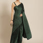 Jyoti Fashion Women's Green Satin Platted Work Designer Saree with Blouse | Swadesiicart