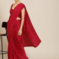 Jyoti Fashion Women's Red Satin Platted Work Designer Saree with Blouse | Swadesiicart