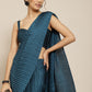 Jyoti Fashion Women's Blue Satin Platted Work Designer Saree with Blouse | Swadesiicart