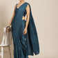 Jyoti Fashion Women's Blue Satin Platted Work Designer Saree with Blouse | Swadesiicart