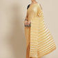 Jyoti Fashion Women's Gold Satin Platted Work Designer Saree with Blouse | Swadesiicart