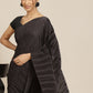 Jyoti Fashion Women's Black Satin Platted Work Designer Saree with Blouse | Swadesiicart