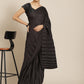 Jyoti Fashion Women's Black Satin Platted Work Designer Saree with Blouse | Swadesiicart