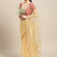 Jyoti Fashion Women's White Net Embroidered Designer Saree with Blouse | Swadesiicart