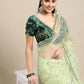 Jyoti Fashion Women's Green Net Embroidered Designer Saree with Blouse | Swadesiicart